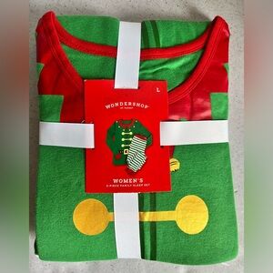NEW Wondershop Pajamas Women’s L Holiday Sleep 2 Pc Set Matching Green Sleepwear